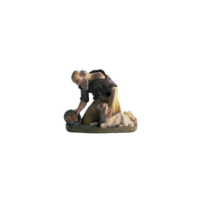 Weihnachtskrippe - Krippenfigur Hirte knieend in 12cm color