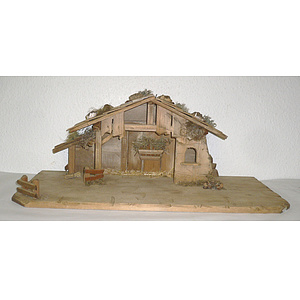Krippenstall - 1 dunkelbraun gebeizt, passend für 10 cm - 13 cm Figuren