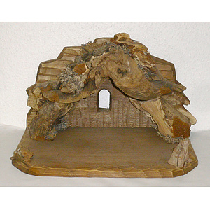 Krippenstall - 11 Wurzelstall dunkelbraun gebeizt, passend für 10 cm - 12 cm Figuren
