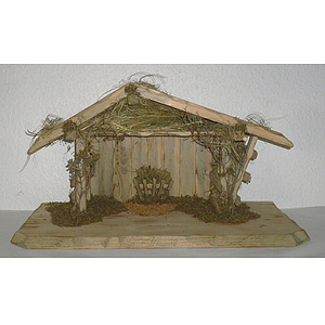 Krippenstall - 15 hell gebeizt, passend für 10 cm - 13 cm Figuren