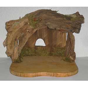Krippenstall - 16 Wurzelstall dunkelbraun gebeizt, passend für 10 cm - 12 cm Figuren