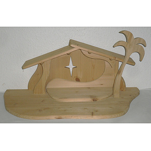 Krippenstall - 17 hell gebeizt, passend f�r 10 cm - 13 cm Figuren