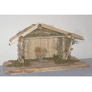 Krippenstall - 21 hell gebeizt, passend für 10 cm - 13 cm Figuren, BxTxH ca. 50x25x27cm