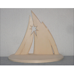 moderner Krippenstall - 32 natur, zerlegbar in 3 Teile, passend für 10 cm - 13 cm Figuren, BxTxH ca. 37x21,5x32,5cm