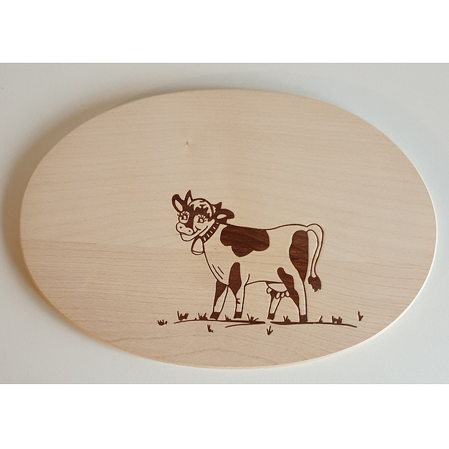 Vesperbrett oval Kuh unbehandelt, ca. 16,5cm x 24,5cm x 1cm
