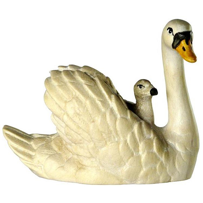 Schwan mit Junge auf Rcken, 3,9cm fr 12-13cm Figuren