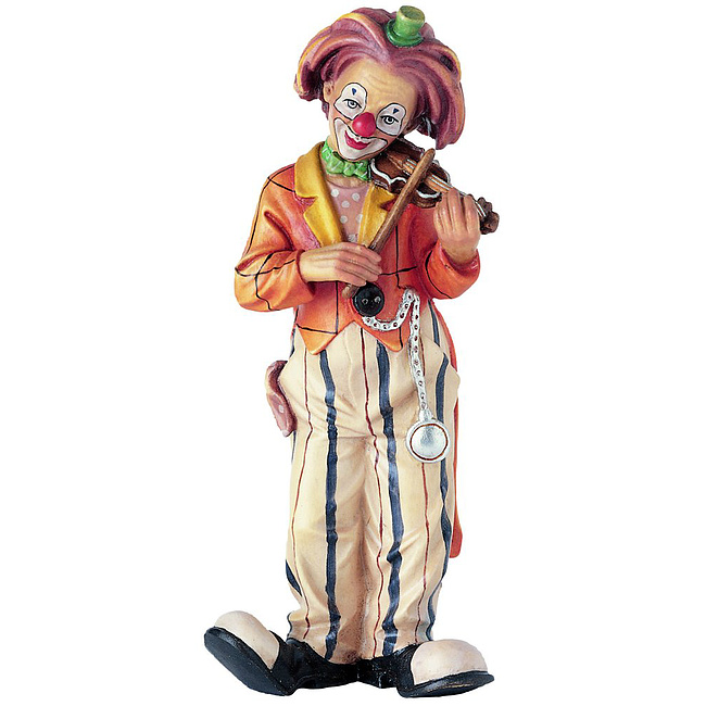Clown mit Geige - aus Ahornholz geschnitzte Figur, 14cm hoch