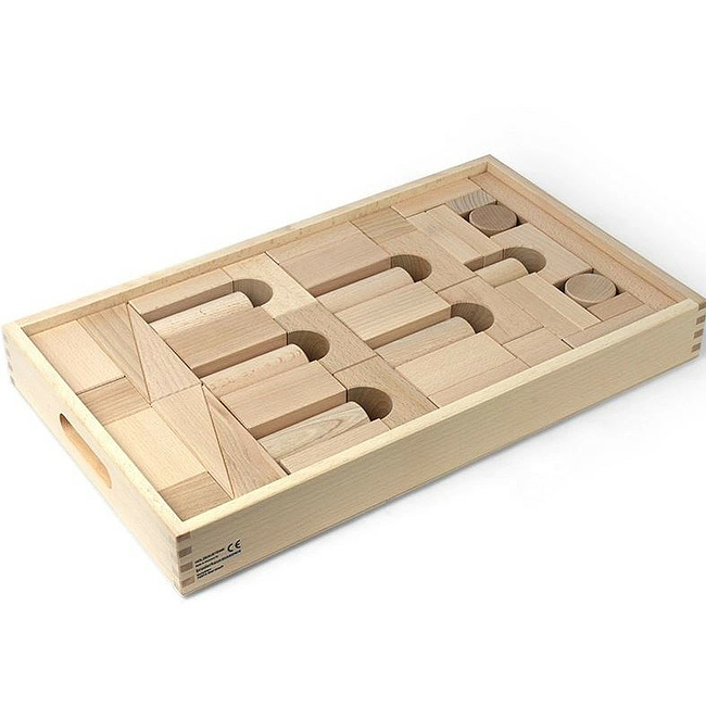 Holzkasten gro natur, 46 teilig