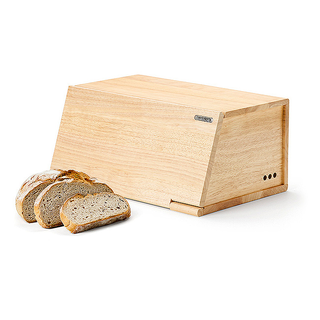 Brotkasten aus Gummibaumholz von Continenta ,40x26x8,5 cm