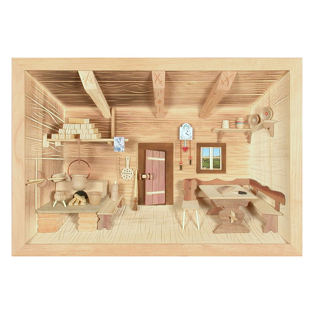 3D Holzbild - Bauernstube natur, 38x26cm