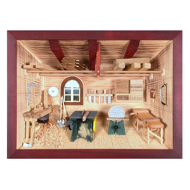 3D Holzbild - Schreinerei / Tischlerei lasiert, 30x22cm