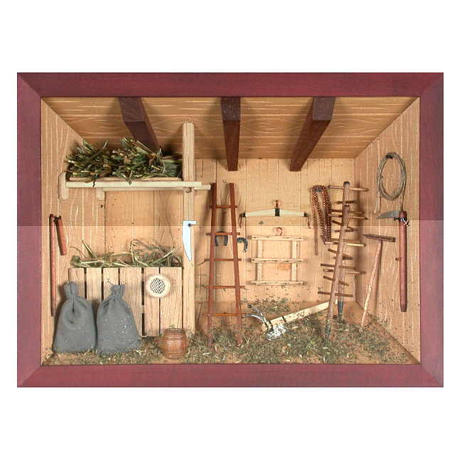 3D Holzbild - Scheune lasiert, 30x22cm