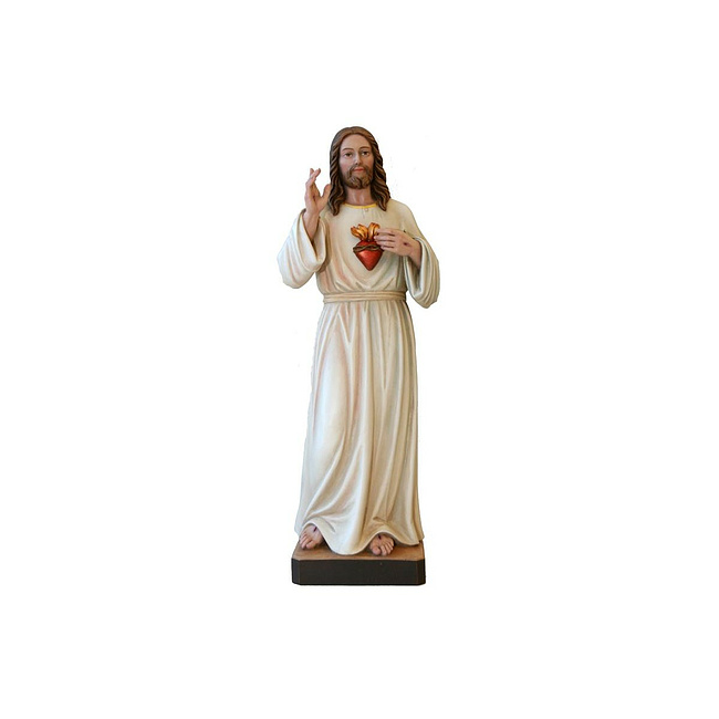 Herz Jesus 1 - aus Ahornholz geschnitzte Figur, color