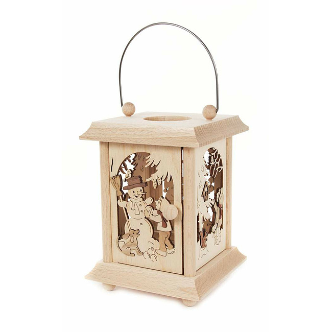 Tischlaterne Winterkinder mit Glaseinsatz