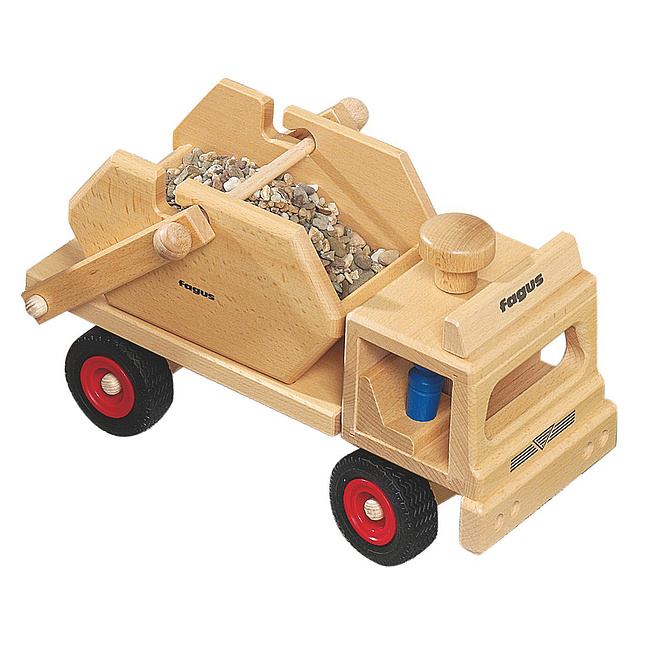 Container - LKW von Fagus, lenkbar, mit 2 Spielfiguren, Lnge ca. 33cm