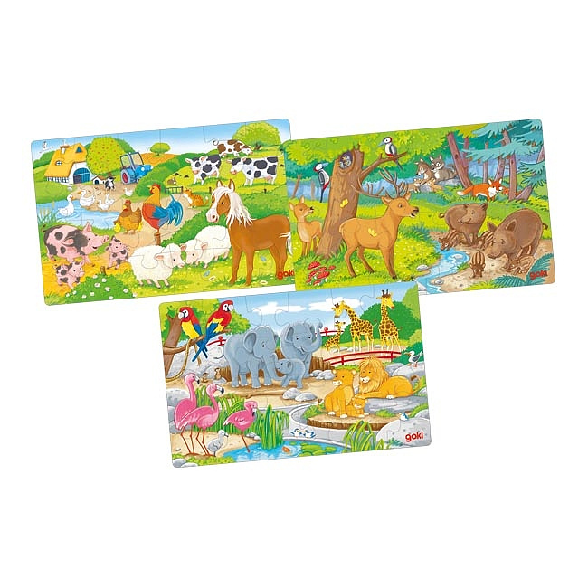Puzzle Tiere, 3 Motive, ab 3 Jahren