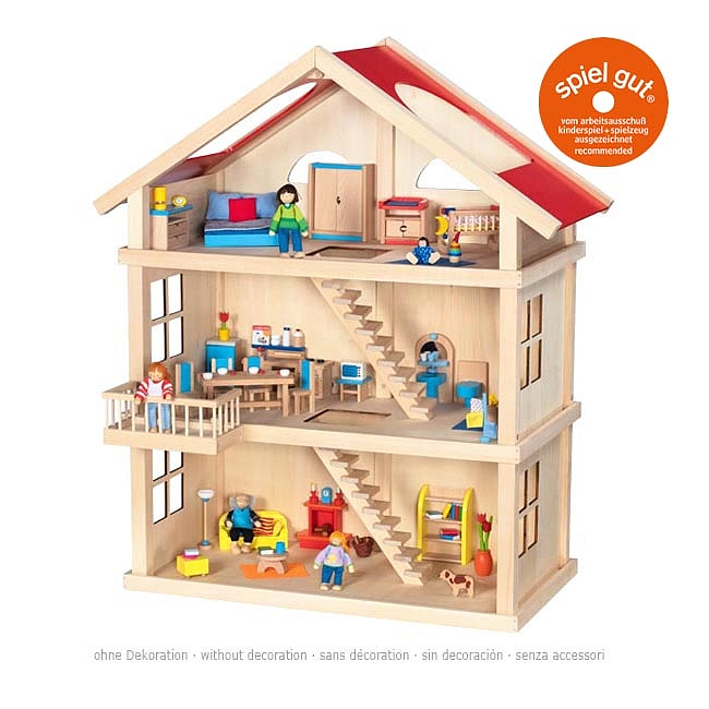 Puppenhaus aus Holz mit 3 Etagen