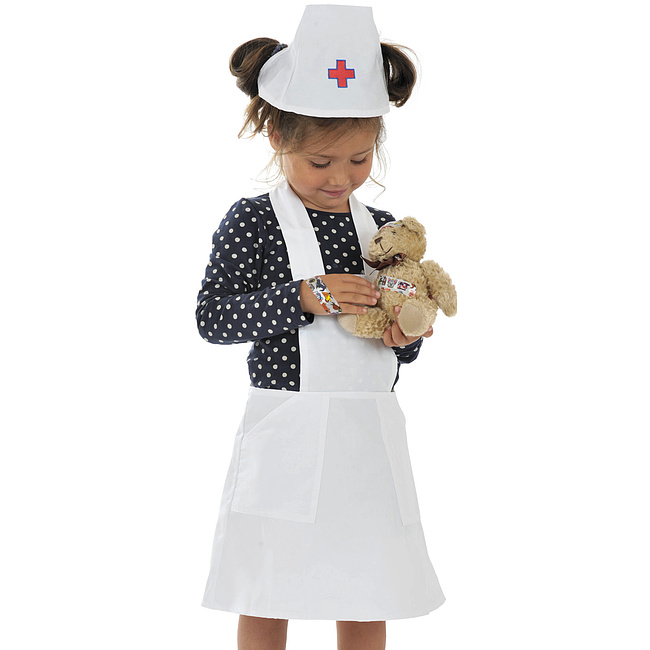 Schwesternschrze und Haube, 2-teilig, Krankenschwestern- Look