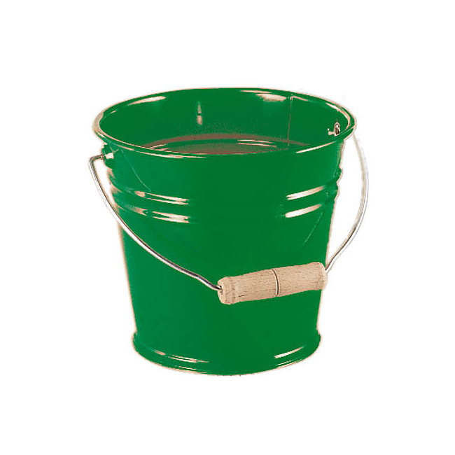 Eimer aus Metall 2,mit Holzgriff in grn, ca. 15cm hoch, 17cm 