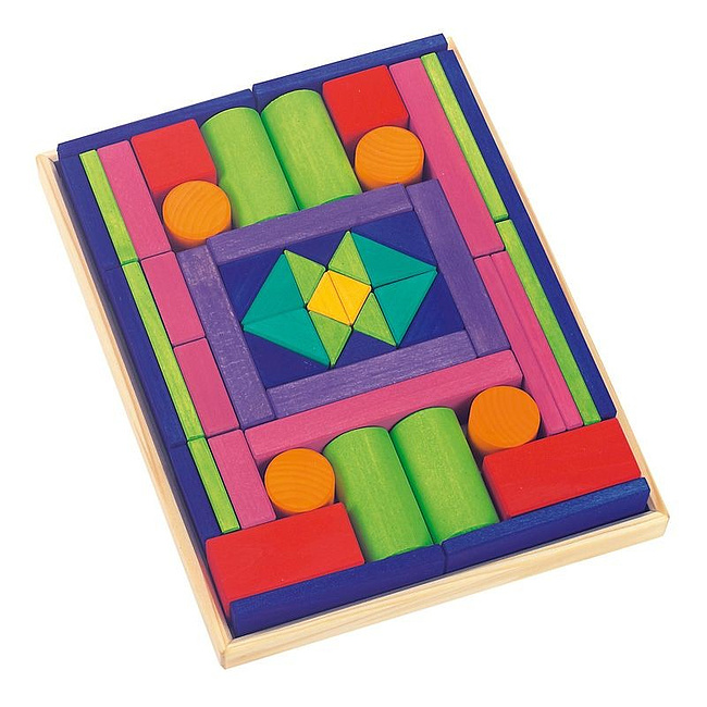 Motorikspiel - Baukasten Provence gro�- mit 53 farbigen Spielkl�tzen