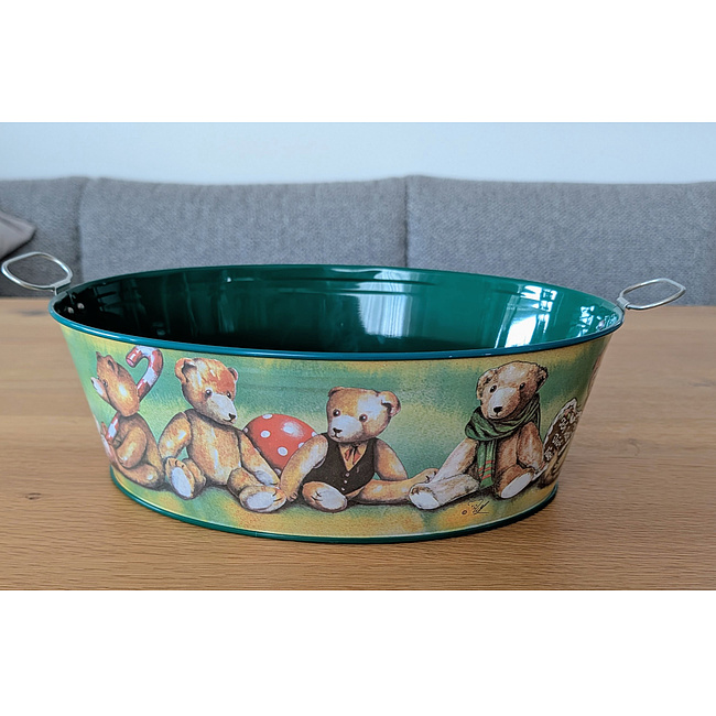 Wanne aus Metall mit Teddyb�renprint, 32x26cm