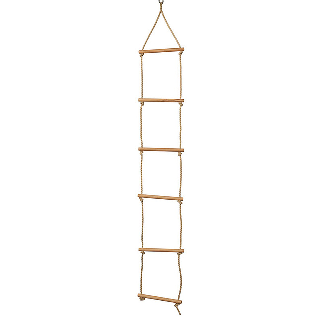 Holz-Strickleiter fr Kinder, 200 cm lang, mit 6 Holzsprossen, 30 cm breit