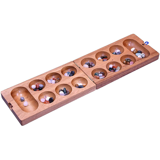 Familienspiel - Kalaha faltbar f�r 2 Spieler - Spielfeld 14 x 49 cm