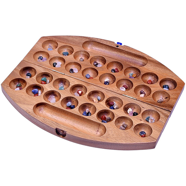 Familienspiel - Bao Gr. L oval fr 2 Spieler - Spielfeld 29 x 35,5 cm