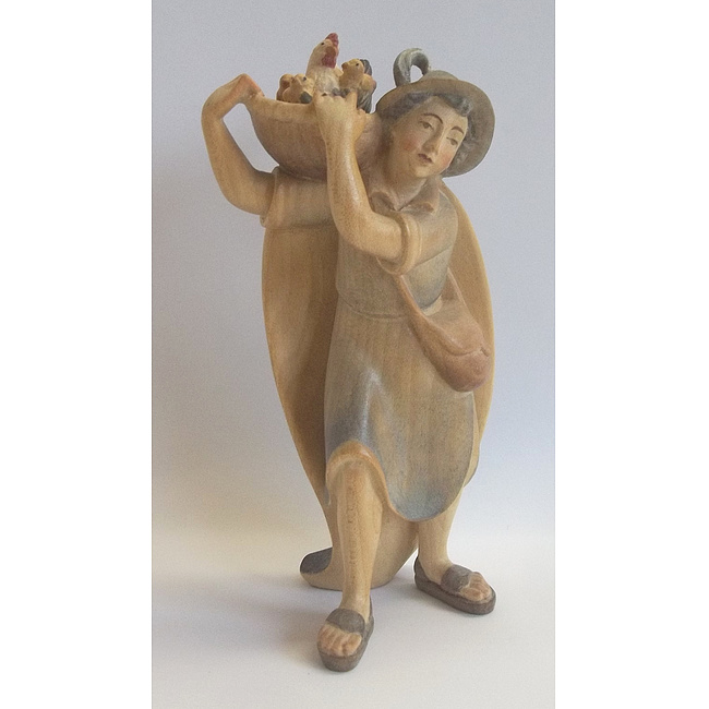 Heilige Nacht Krippe - Hirte mit Hennenkorb in color