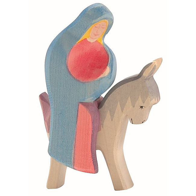 Ostheimer Krippenfigur: Maria auf dem Esel, 2teilig, Classic 14cm