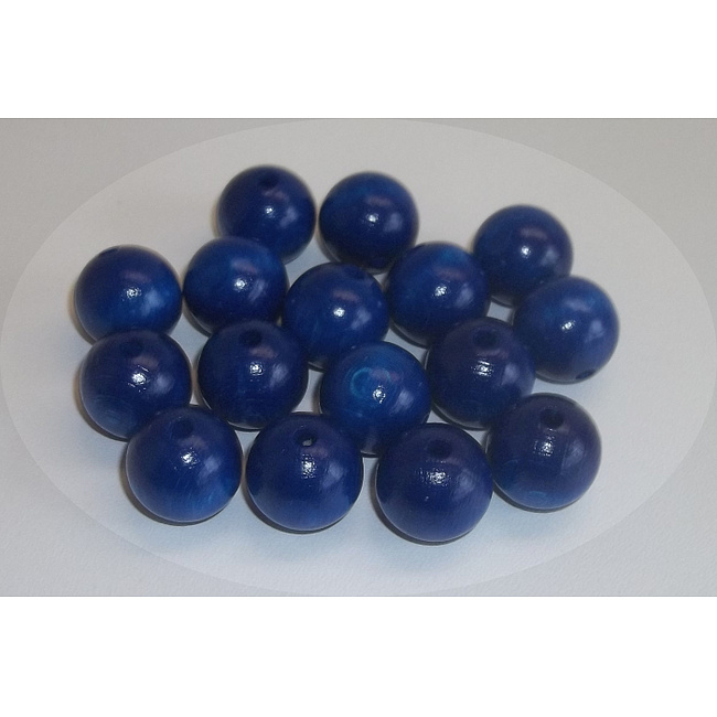 Holzperlen aus Buchenholz durchgebohrt, blau lackiert