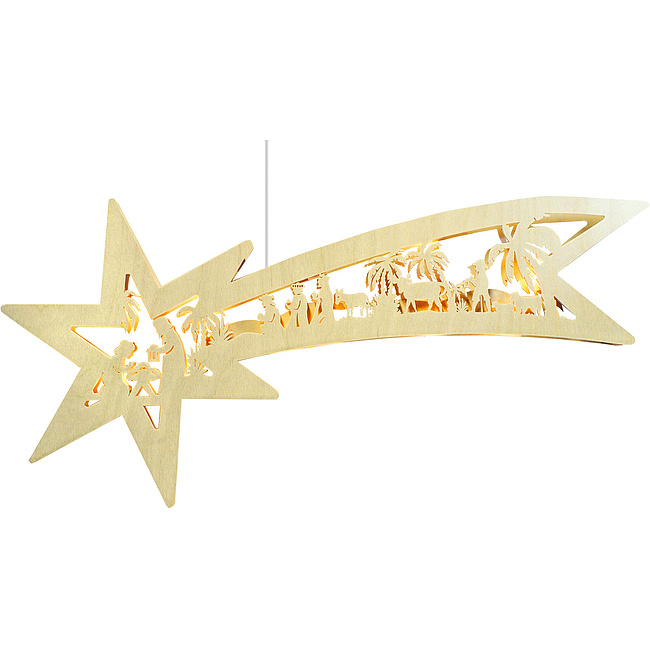 Fensterbild, beleuchtet, Sternschweif, Geburt Christi, LED-Stripe