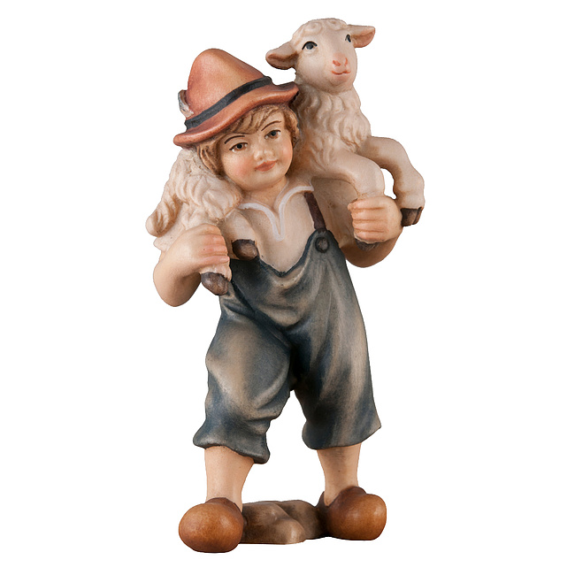 Bethlehem-Krippe - Hirtenjunge mit Schaf color
