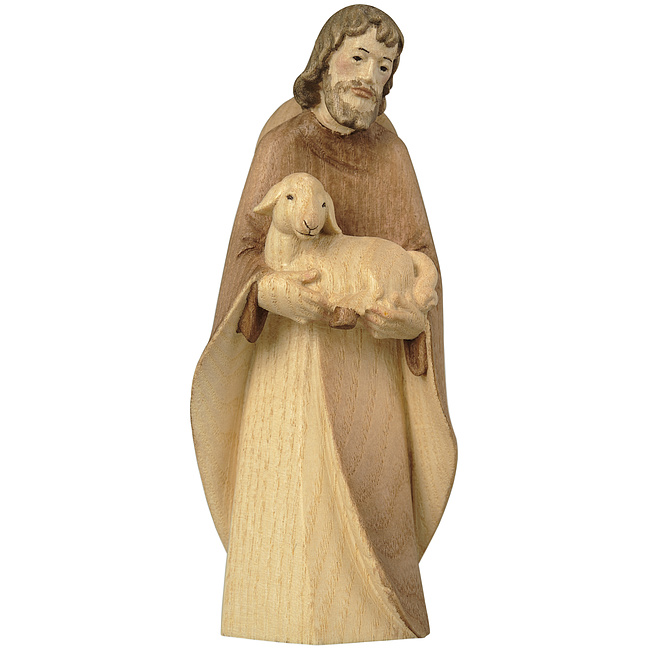 Morgenstern Krippe - Hirte mit Schaf, 2tnig mit Goldstreifen
