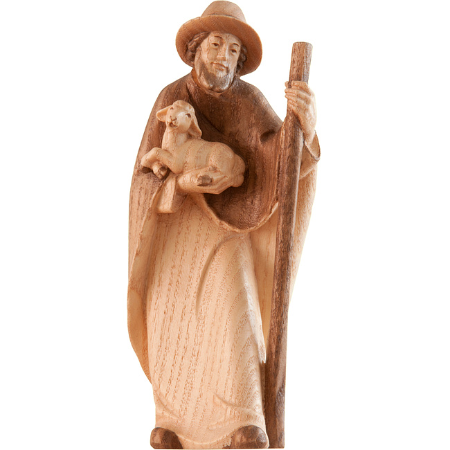 Morgenstern Krippe - Sch�fer mit Lamm und Stock 2t�nig mit Goldstreifen