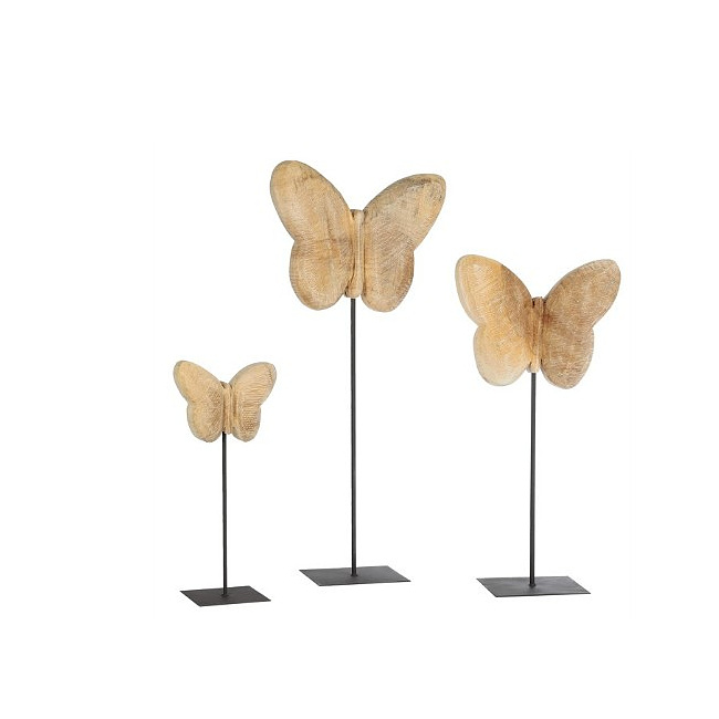 Holzschmetterling rau auf Metallfu�