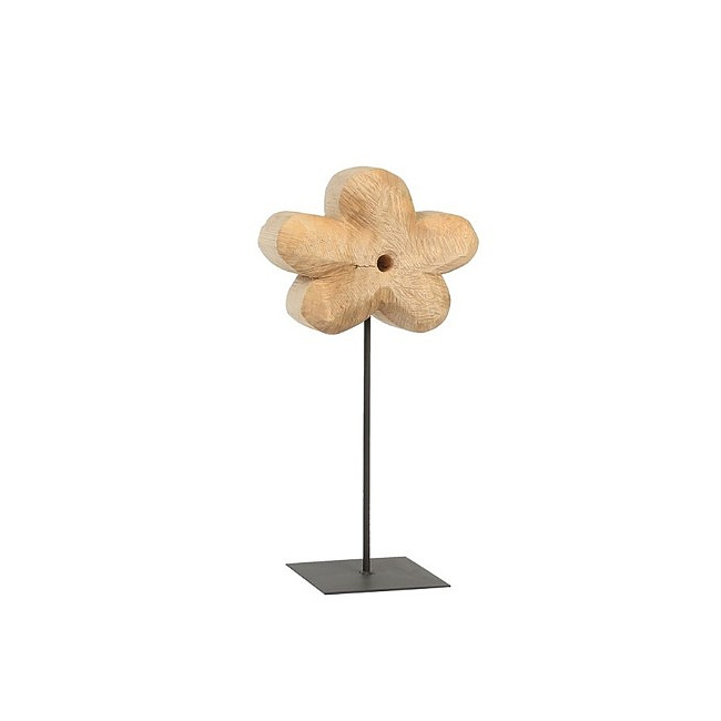 Holzblume rau auf Metallfu� 90cm