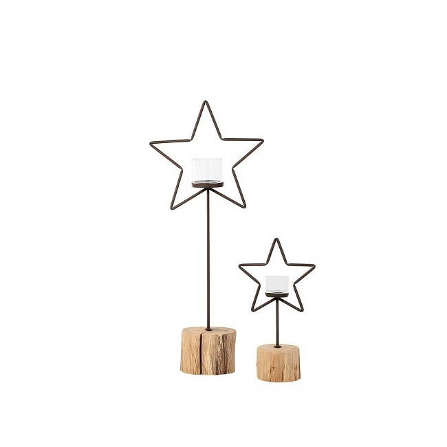 Windlicht Stern mit eckigem Holzfu� 40cm