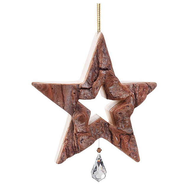 Rindenstern mit Kristalltropfen von Swarovski, 7,5cm
