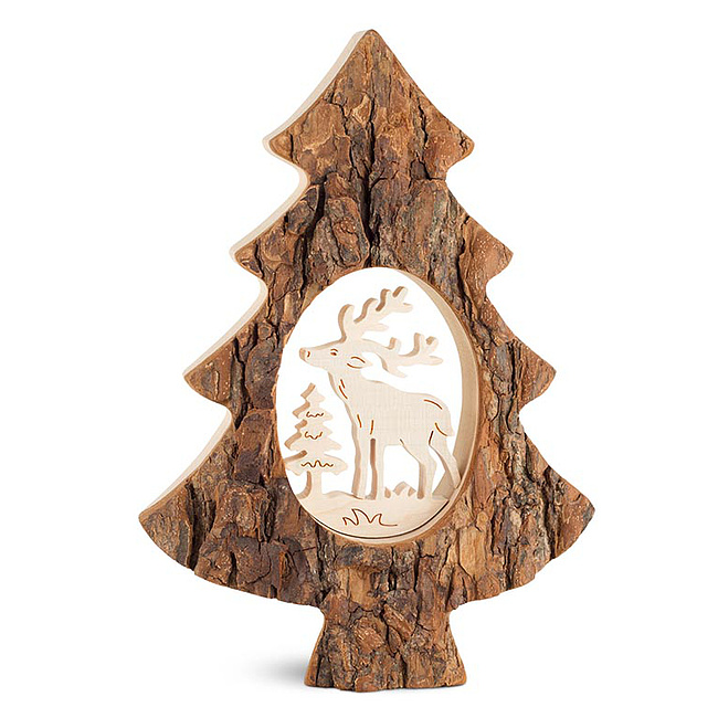 Rindenbaum mit ges�gtem Ahornmotiv: Hirsch