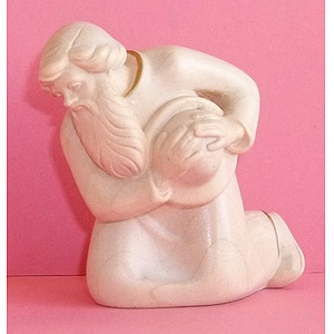 Georg Krippe - Hirt knieend mit Hut in natur mit Goldrand