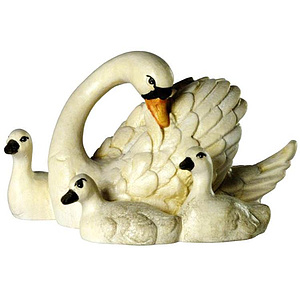 Schwan mit 3 Jungen, 3,3cm f�r 12-13cm Figuren