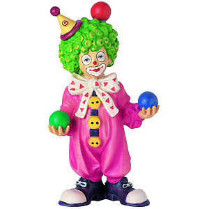 Clown mit Jonglierball - aus Ahornholz geschnitzte Figur, 9cm hoch