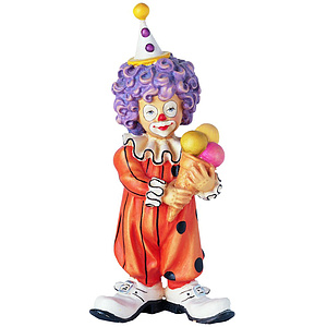 Clown mit Eist�te - aus Ahornholz geschnitzte Figur, 9cm hoch