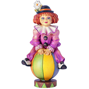 Clown auf Ball - aus Ahornholz geschnitzte Figur, 9cm hoch
