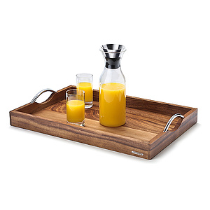 Tablett mit Metallgriffen Akazienholz, 53 x 36 x 5 cm