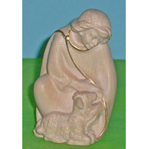 Georg Krippe - Hirte knieend mit Schaf in natur mit Goldrand