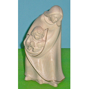 Georg Krippe - Hirtin mit Kind in natur mit Goldrand