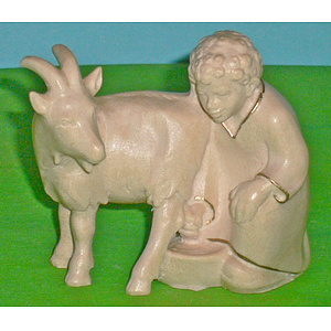 Georg Krippe - Hirtenjunge beim Ziegenmelken in natur gold