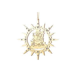 Weihnachtsdekoration Stern mit Schneemann und Swarovski Kristallenvon Dolfi, 15cm